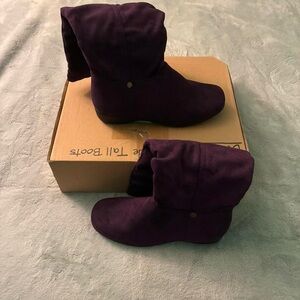 Purple Suede Ankle Boots